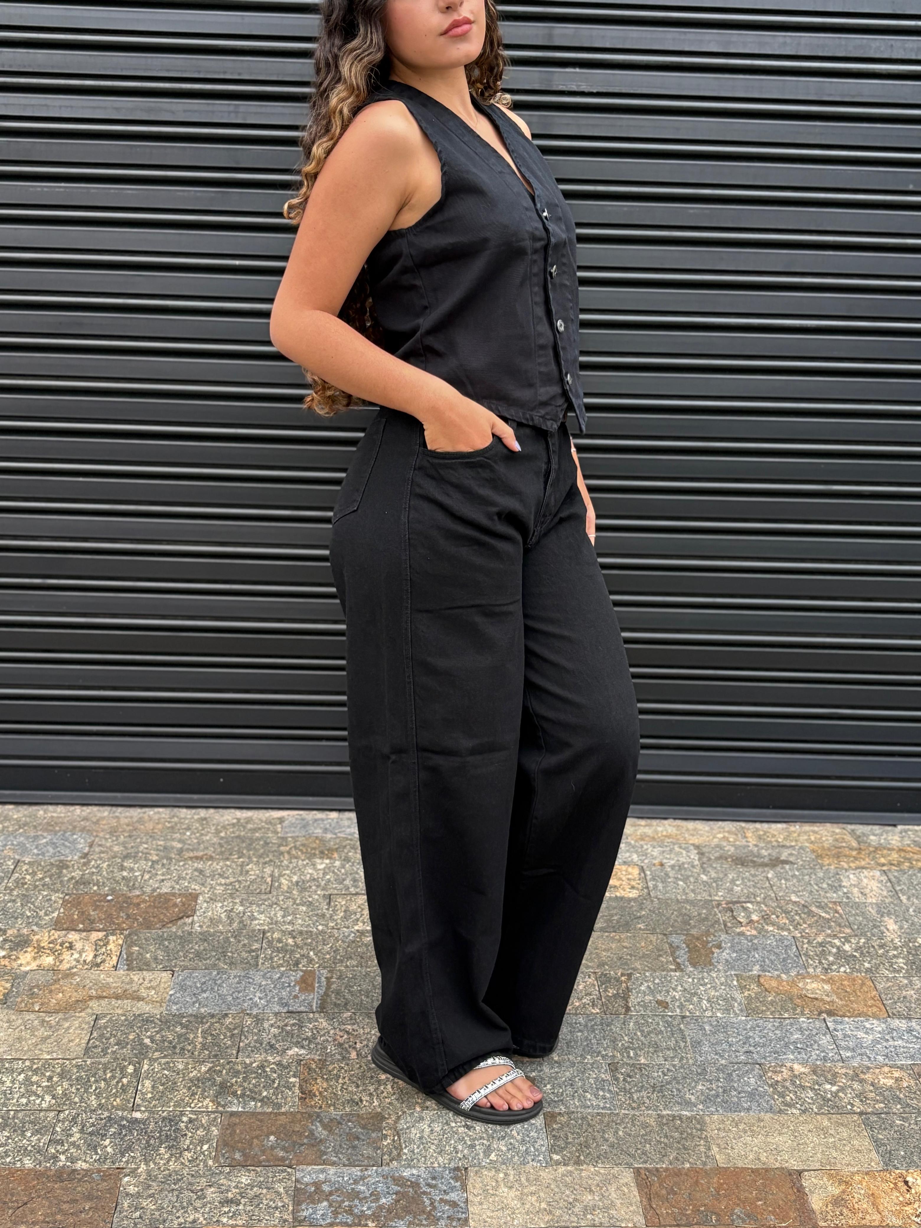 Calça Wideleg Rosen - Preta