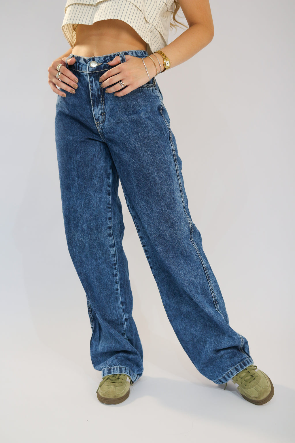 Calça Wide Leg Clássica Jeans Sky Clean