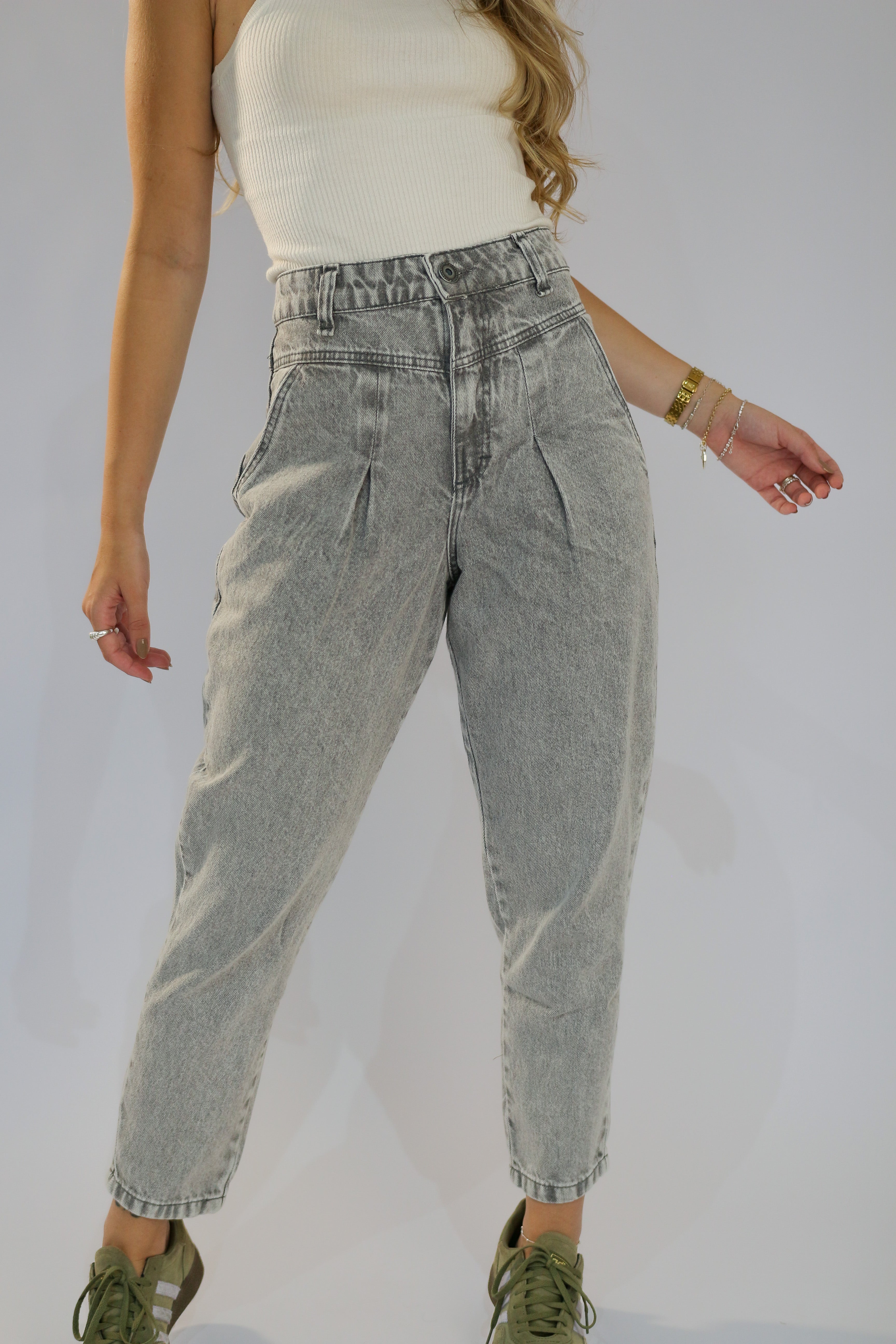 Calça Cenoura Jeans Marmorizado