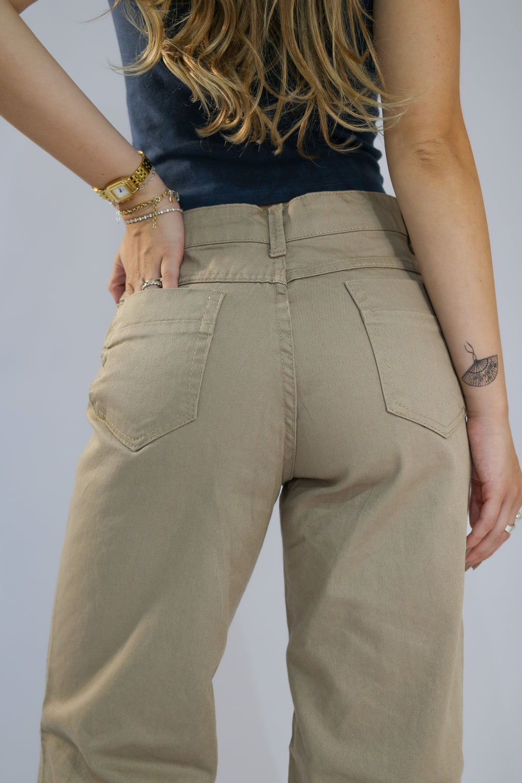 Calça Wide Leg Clássica Cáqui