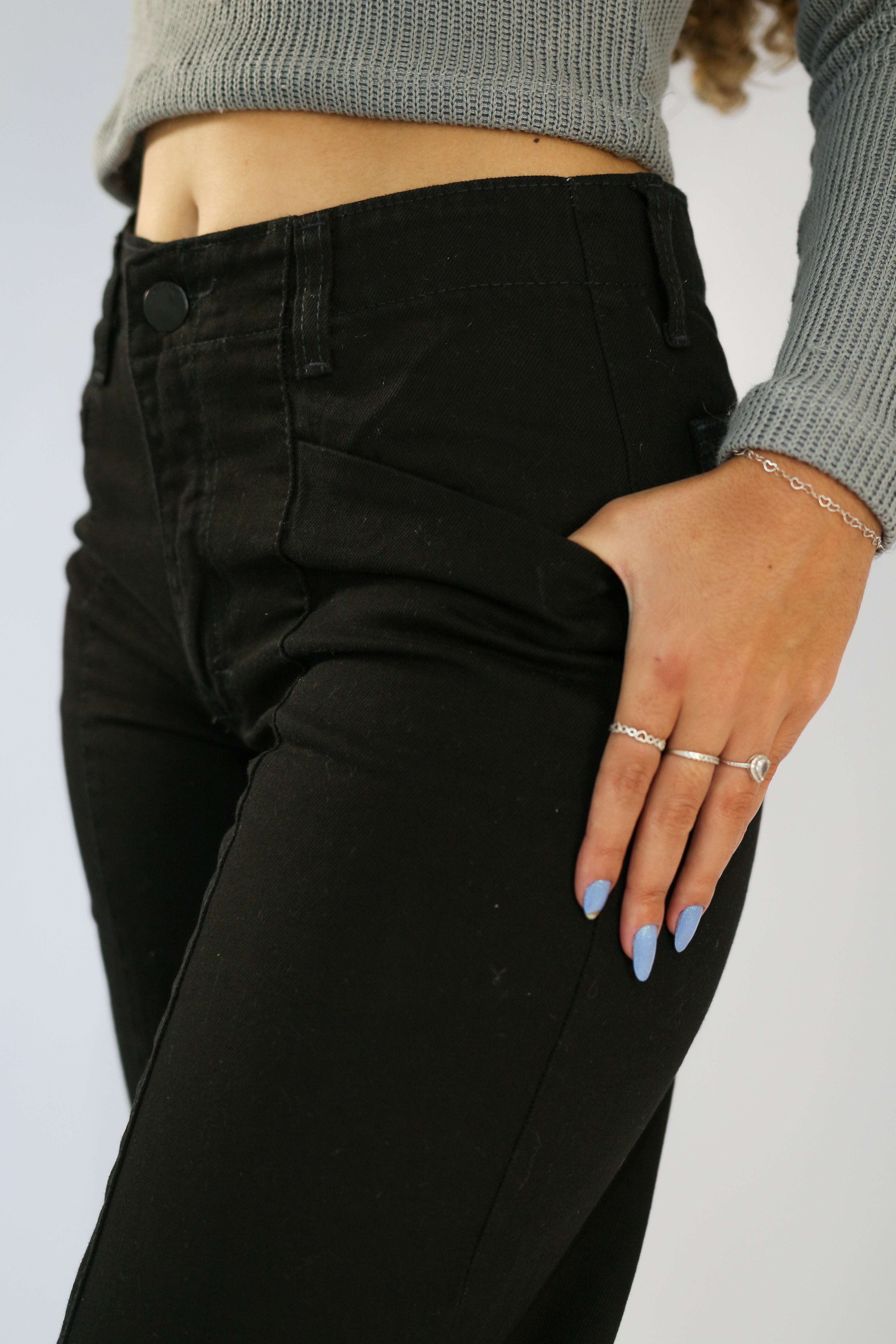 Calça Wide Leg Recorte Frontal Preto