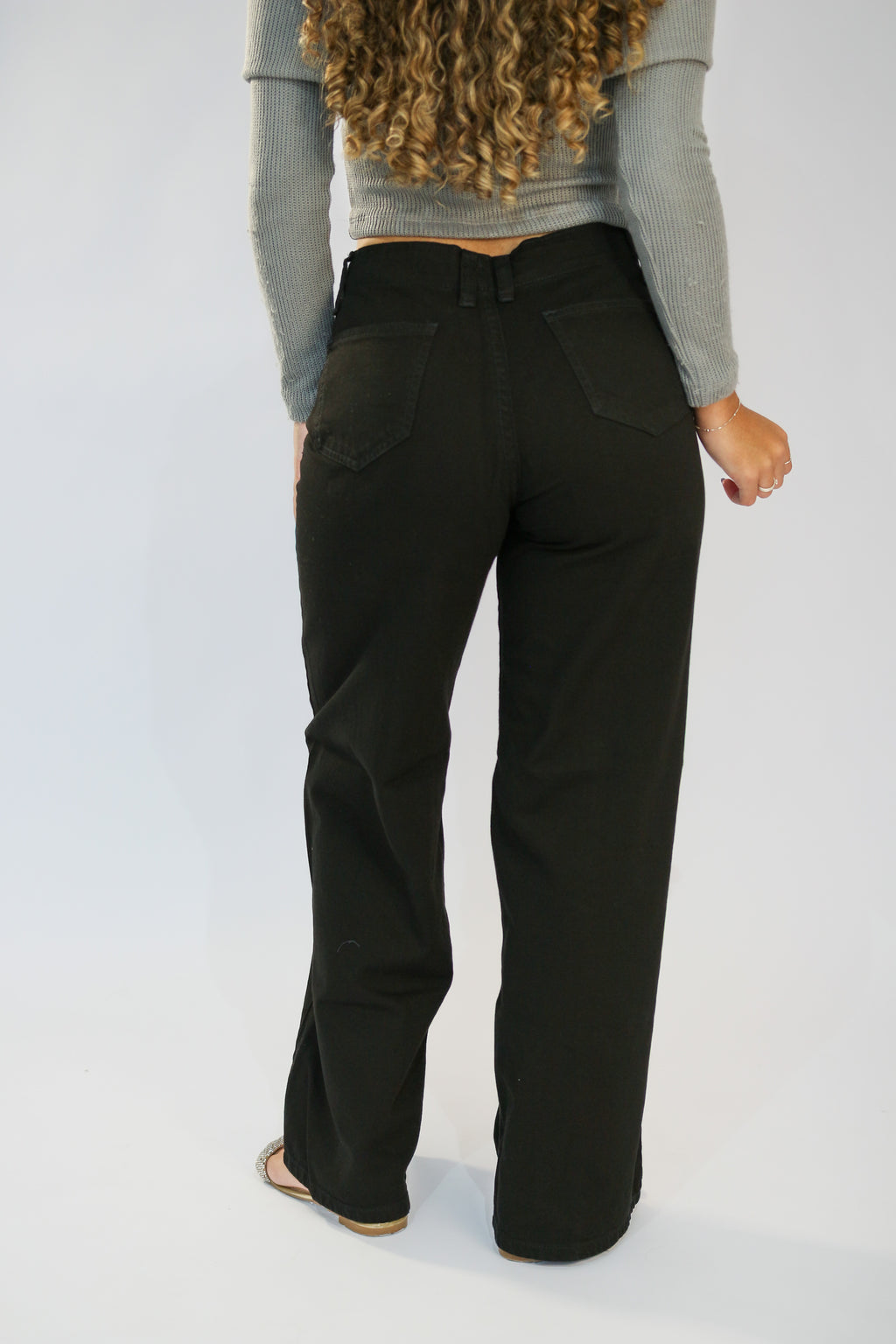 Calça Wide Leg Recorte Frontal Preto