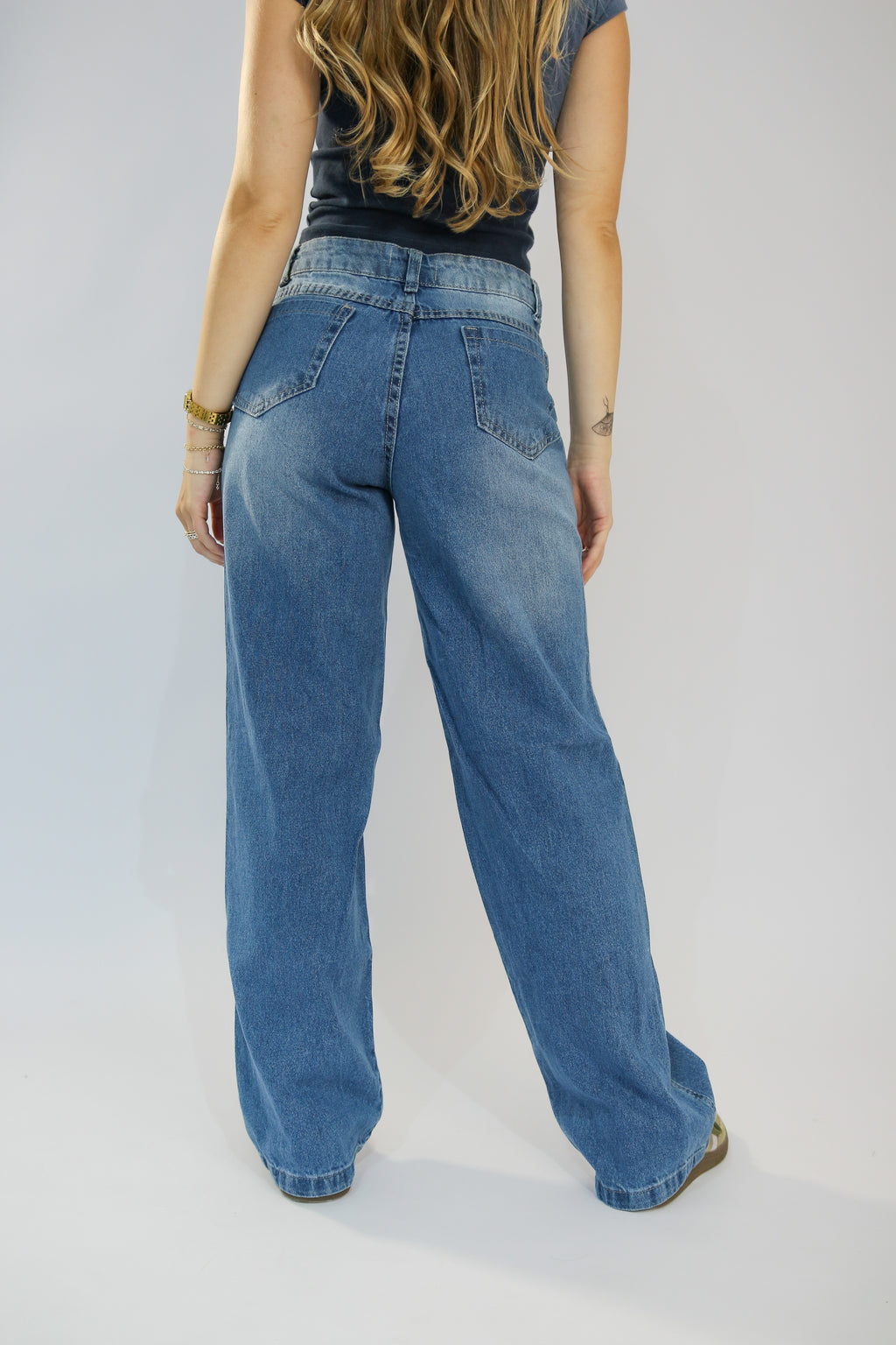 Calça Wide Leg Clássica Jeans Destroy