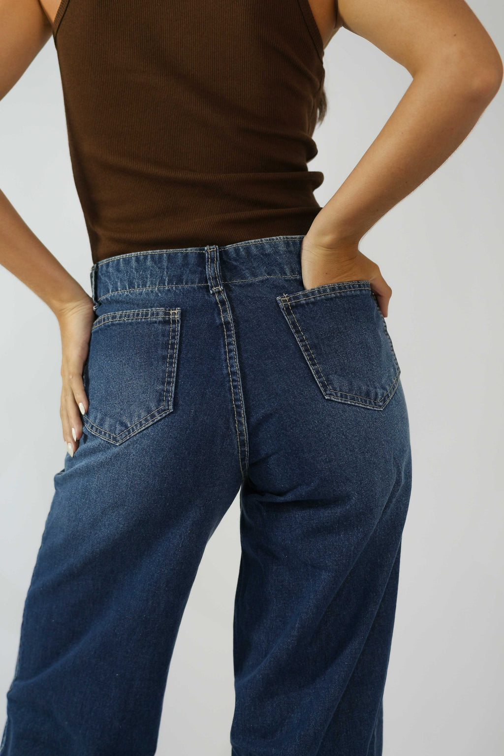 Calça Wide Leg Recorte Fronta Jeans Destroy