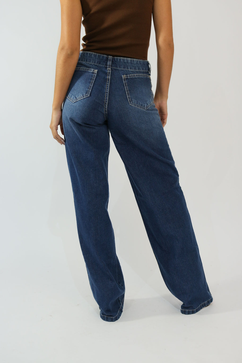 Calça Wide Leg Recorte Fronta Jeans Destroy