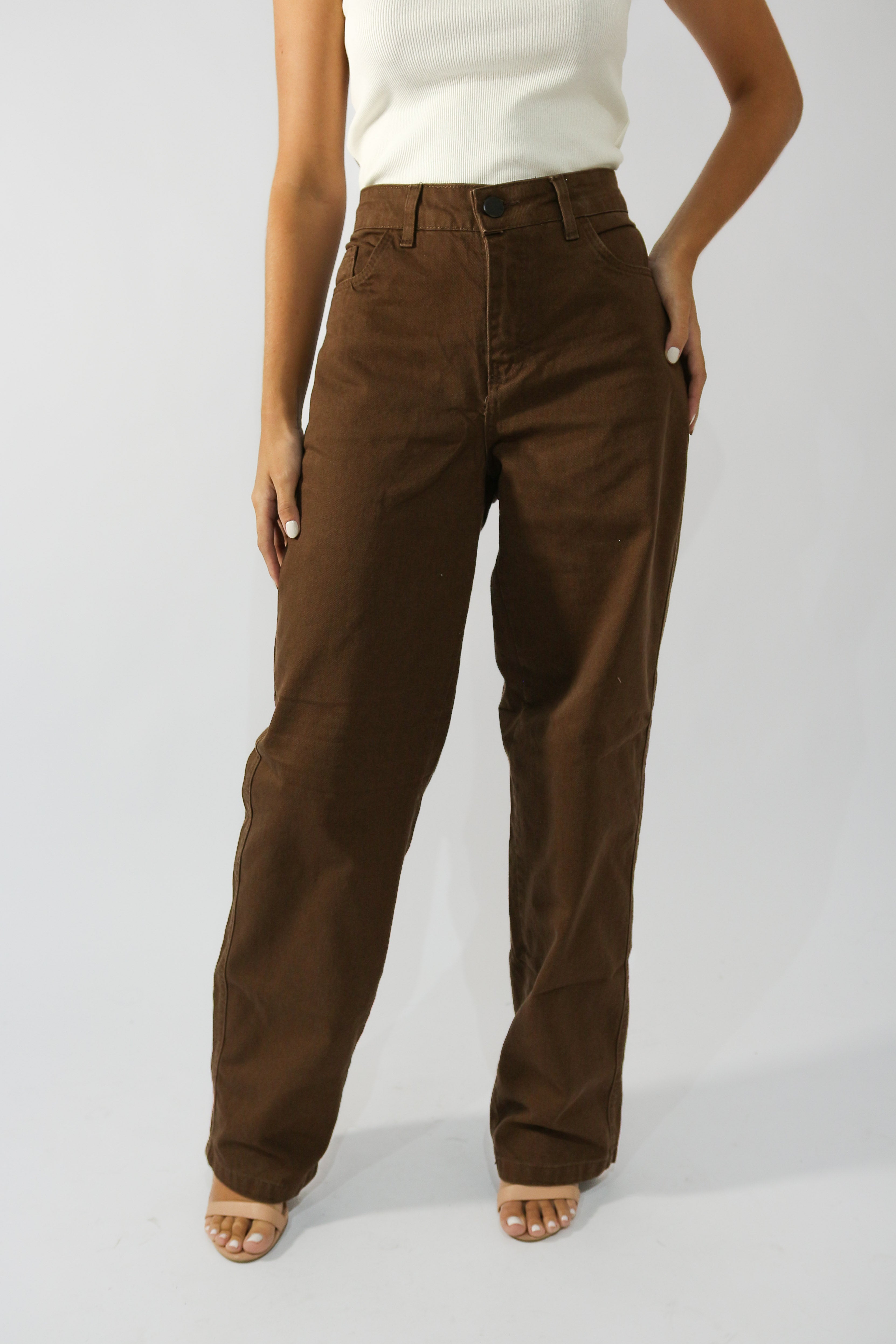 Calça Wide Leg Clássica Marrom