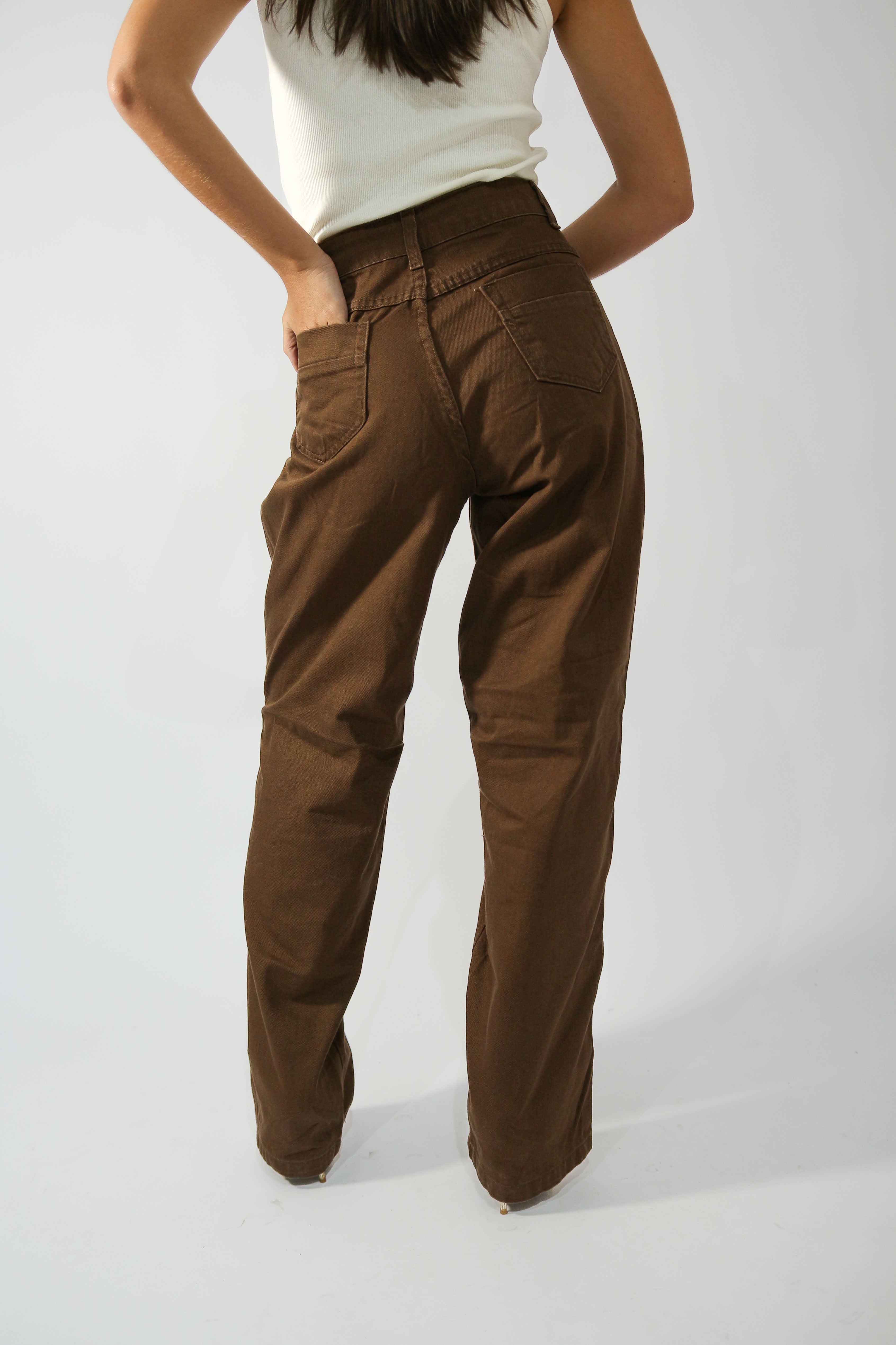 Calça Wide Leg Clássica Marrom