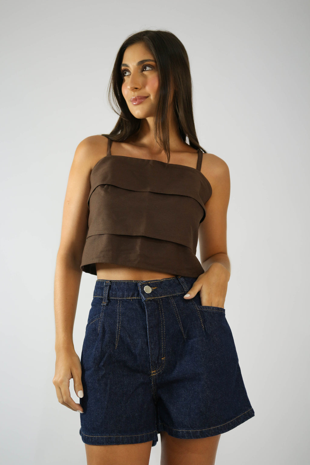 Short 2 Pregas Jeans Básico