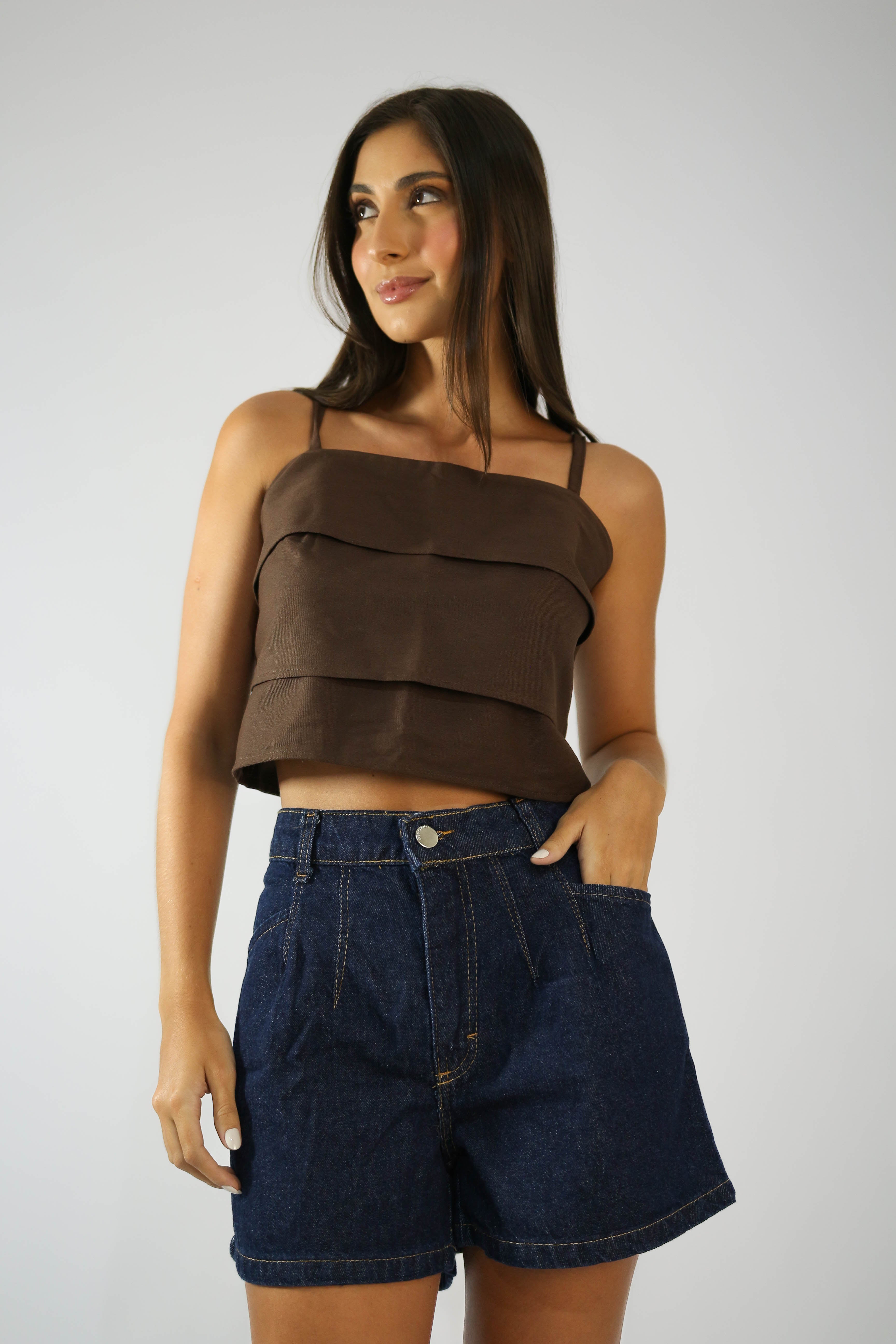 Short 2 Pregas Jeans Básico