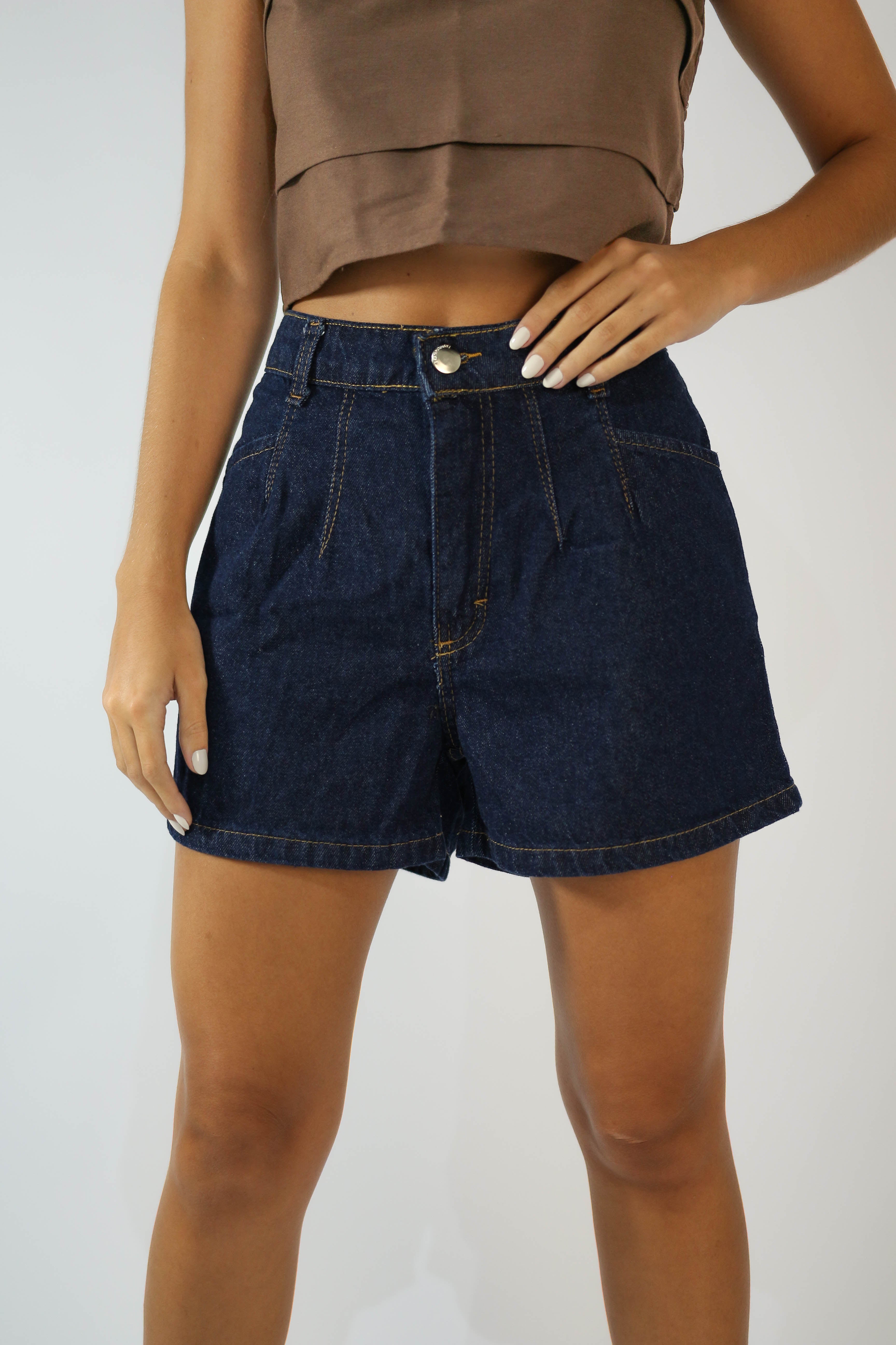 Short 2 Pregas Jeans Básico