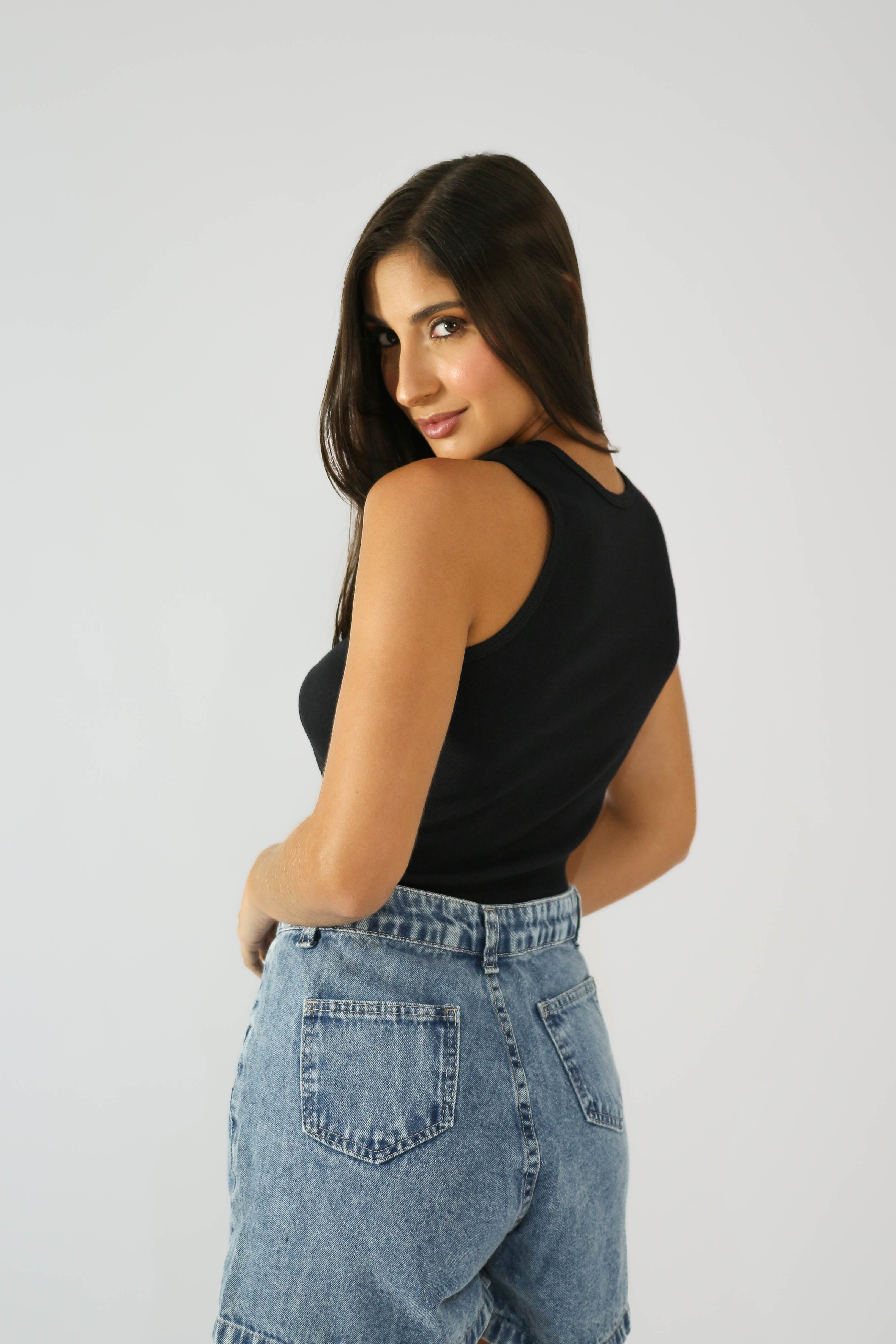 Short 2 Pregas Jeans Marmorizado