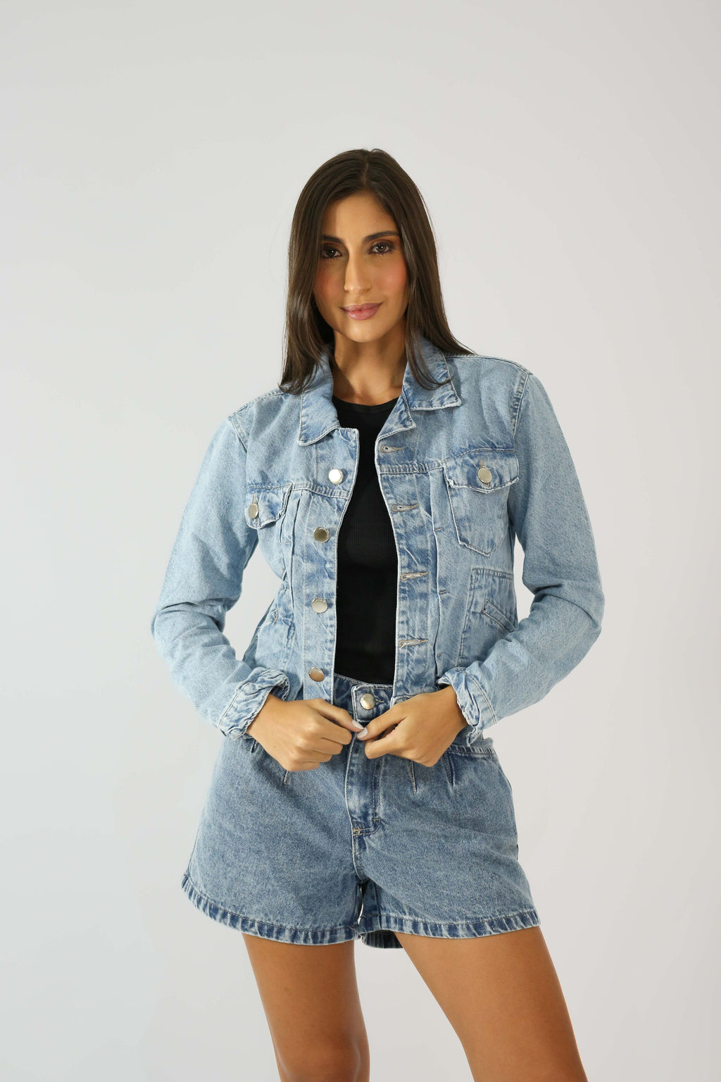 Jaqueta Jeans Marmorizado Claro