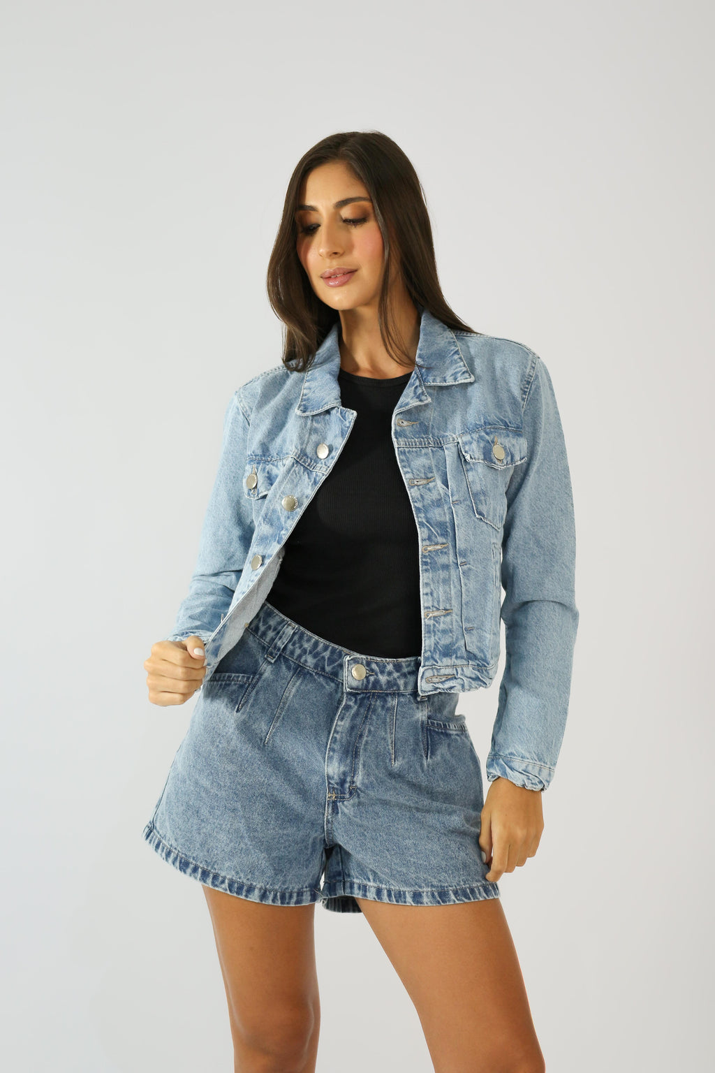 Jaqueta Jeans Marmorizado Claro