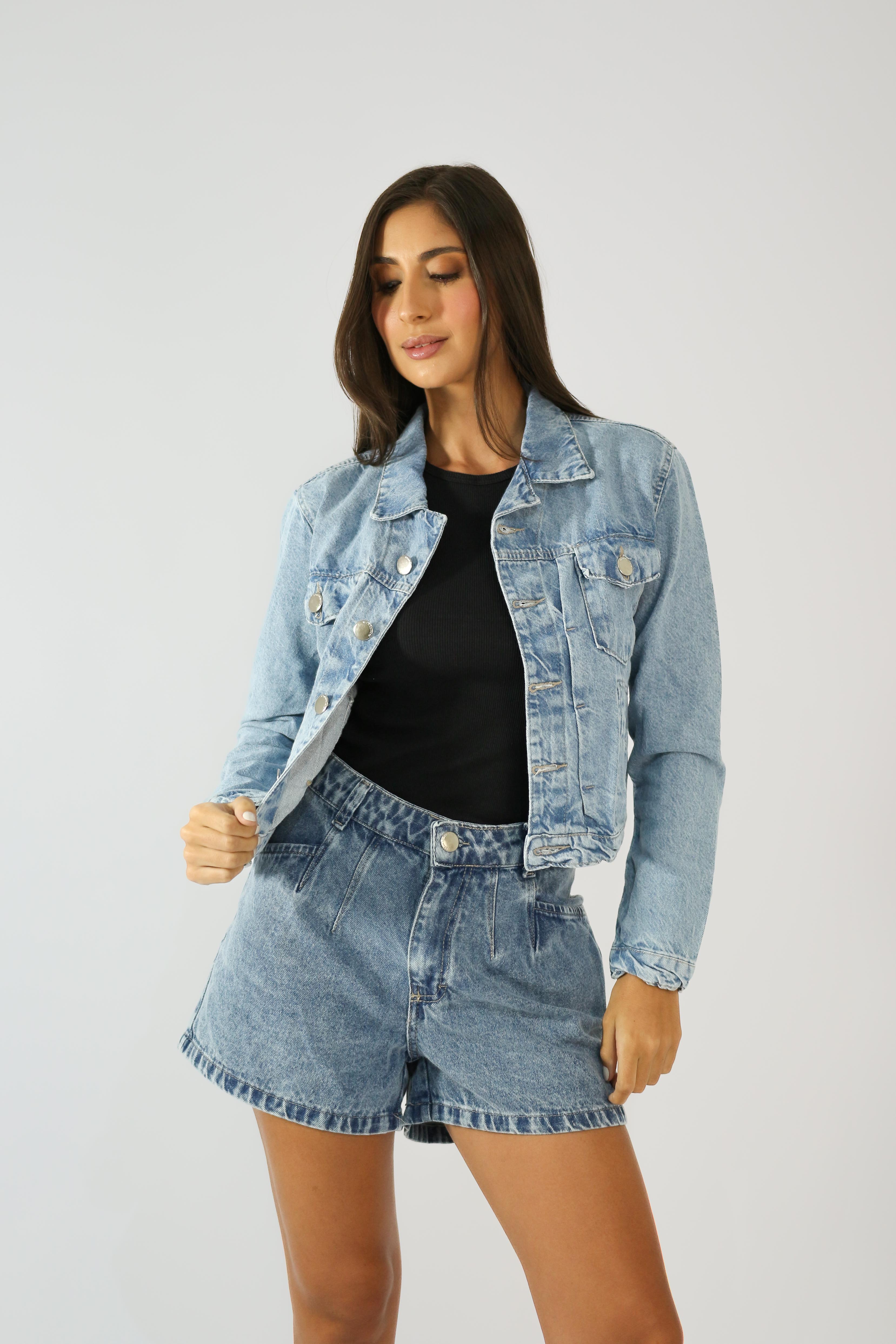 Jaqueta Jeans Marmorizado Claro