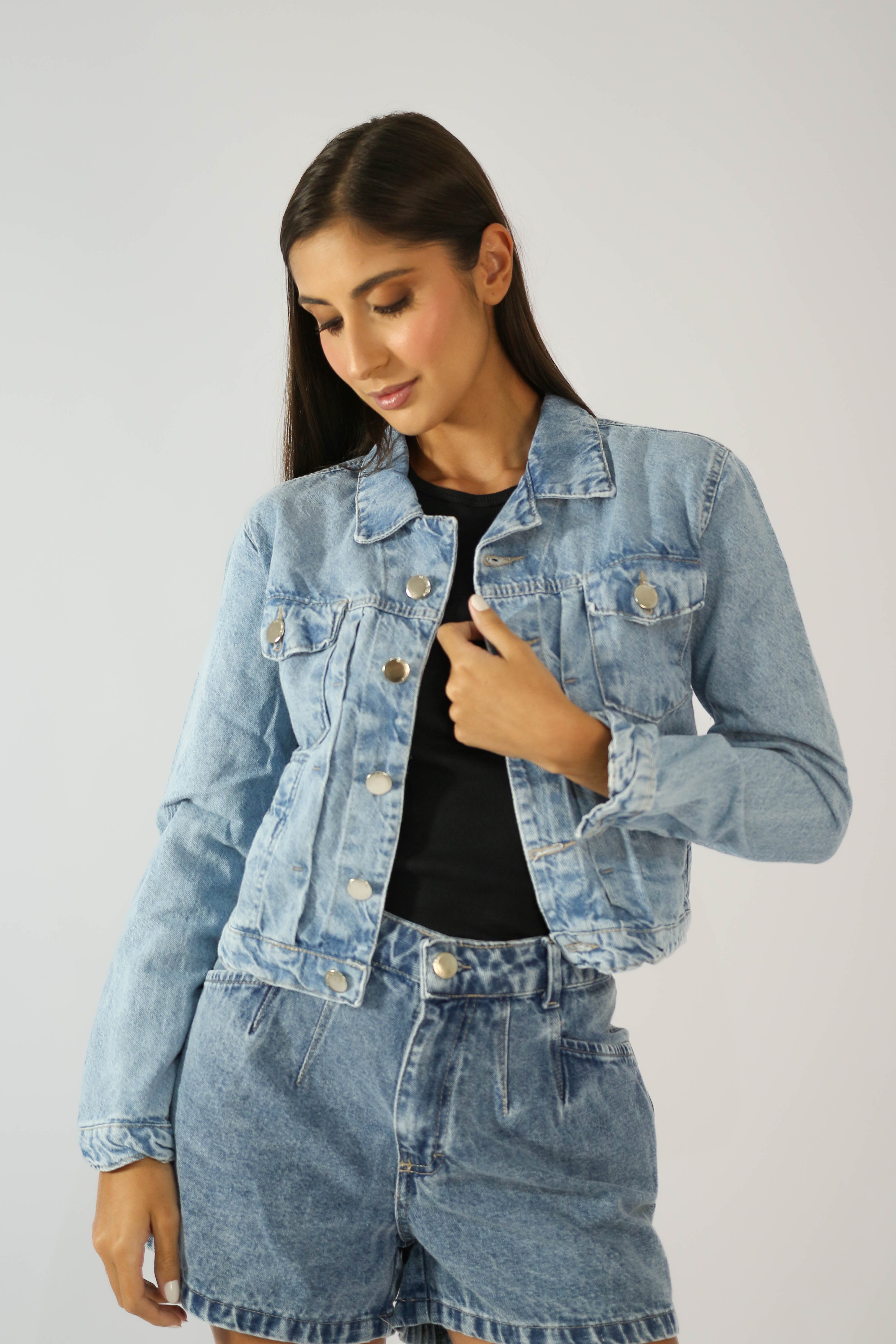 Jaqueta Jeans Marmorizado Claro
