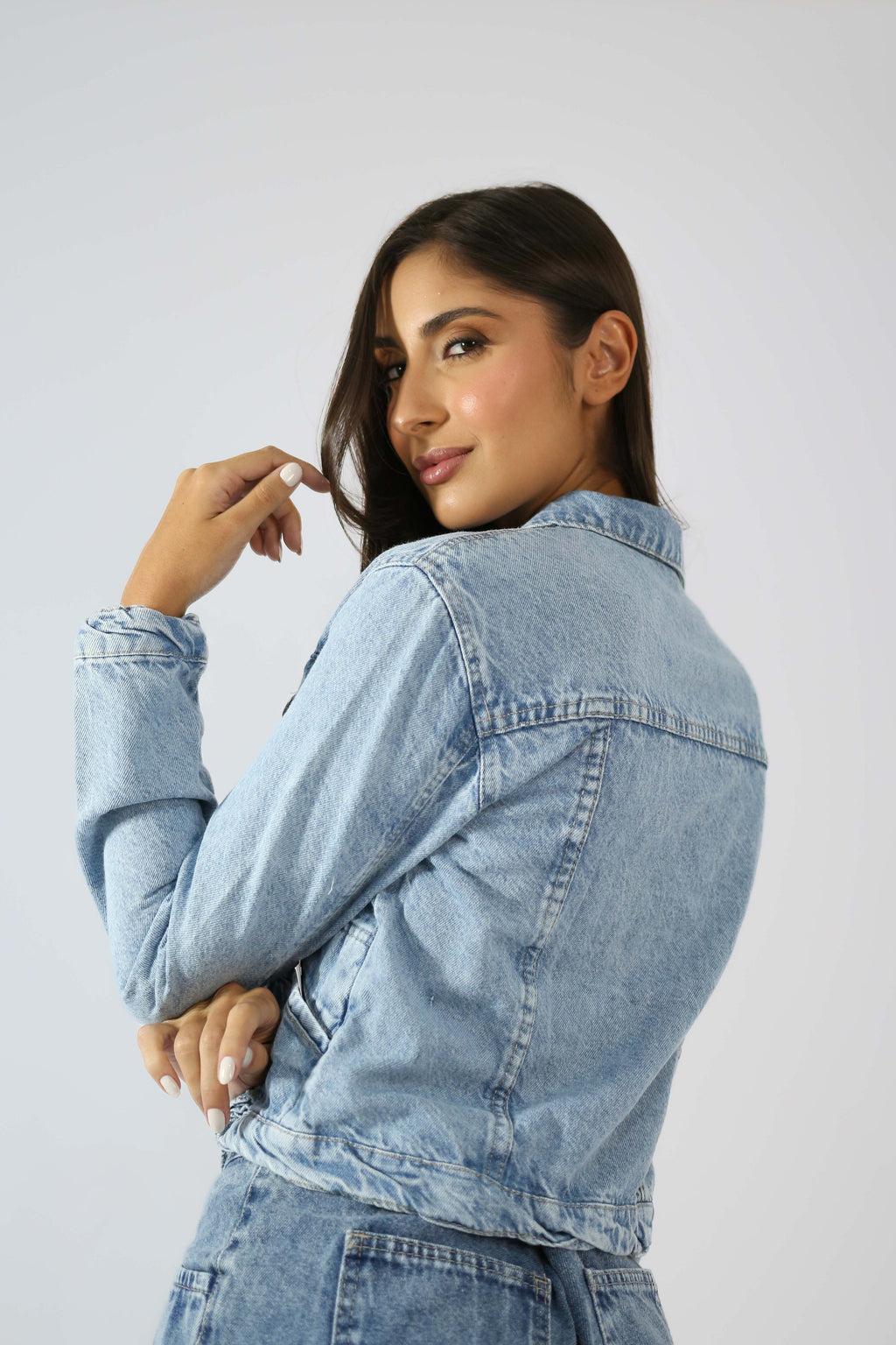 Jaqueta Jeans Marmorizado Claro