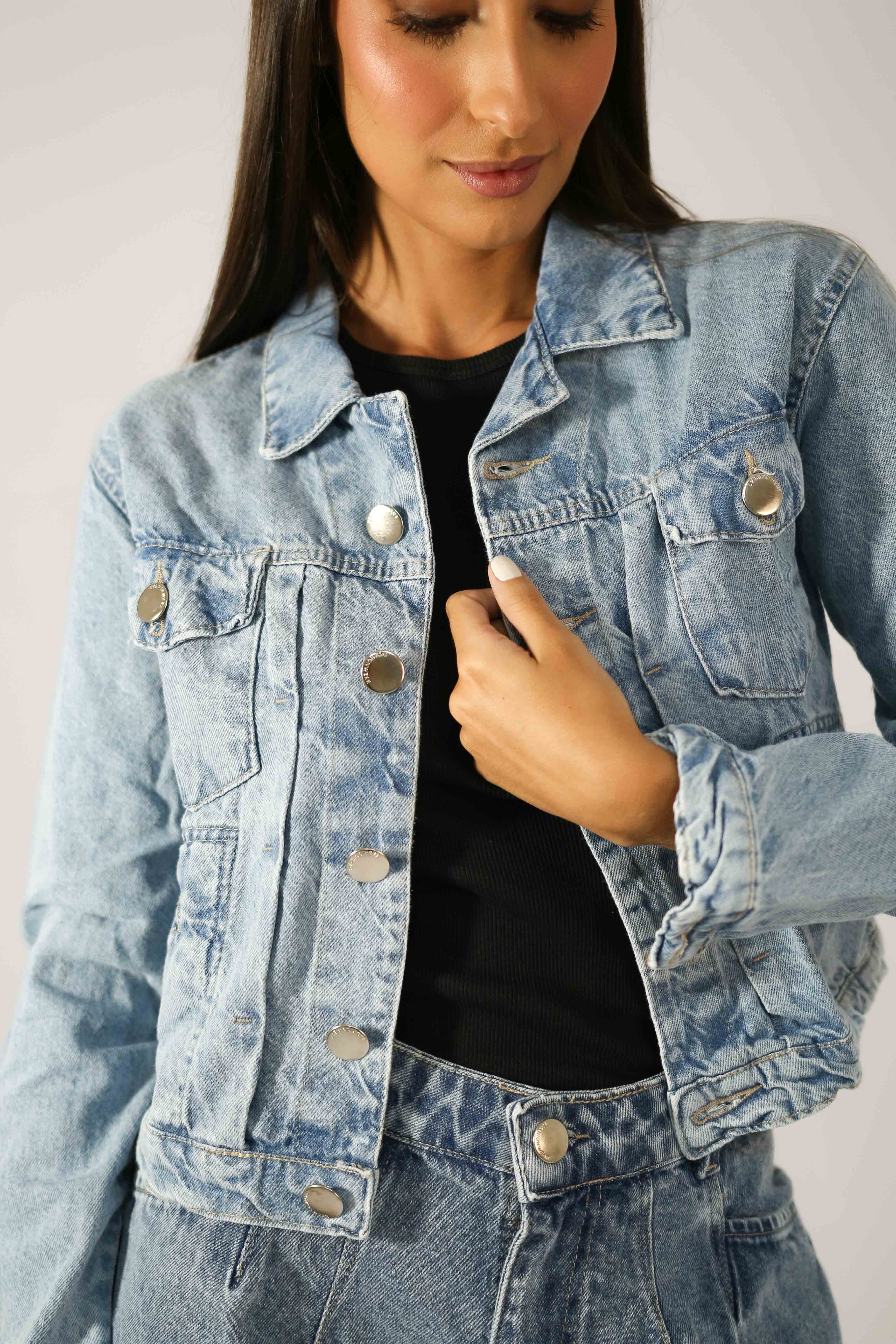 Jaqueta Jeans Marmorizado Claro