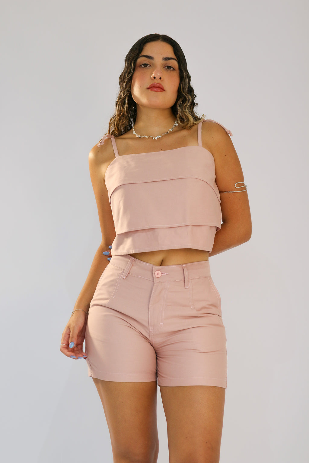 Short Alfaiataria Rosa
