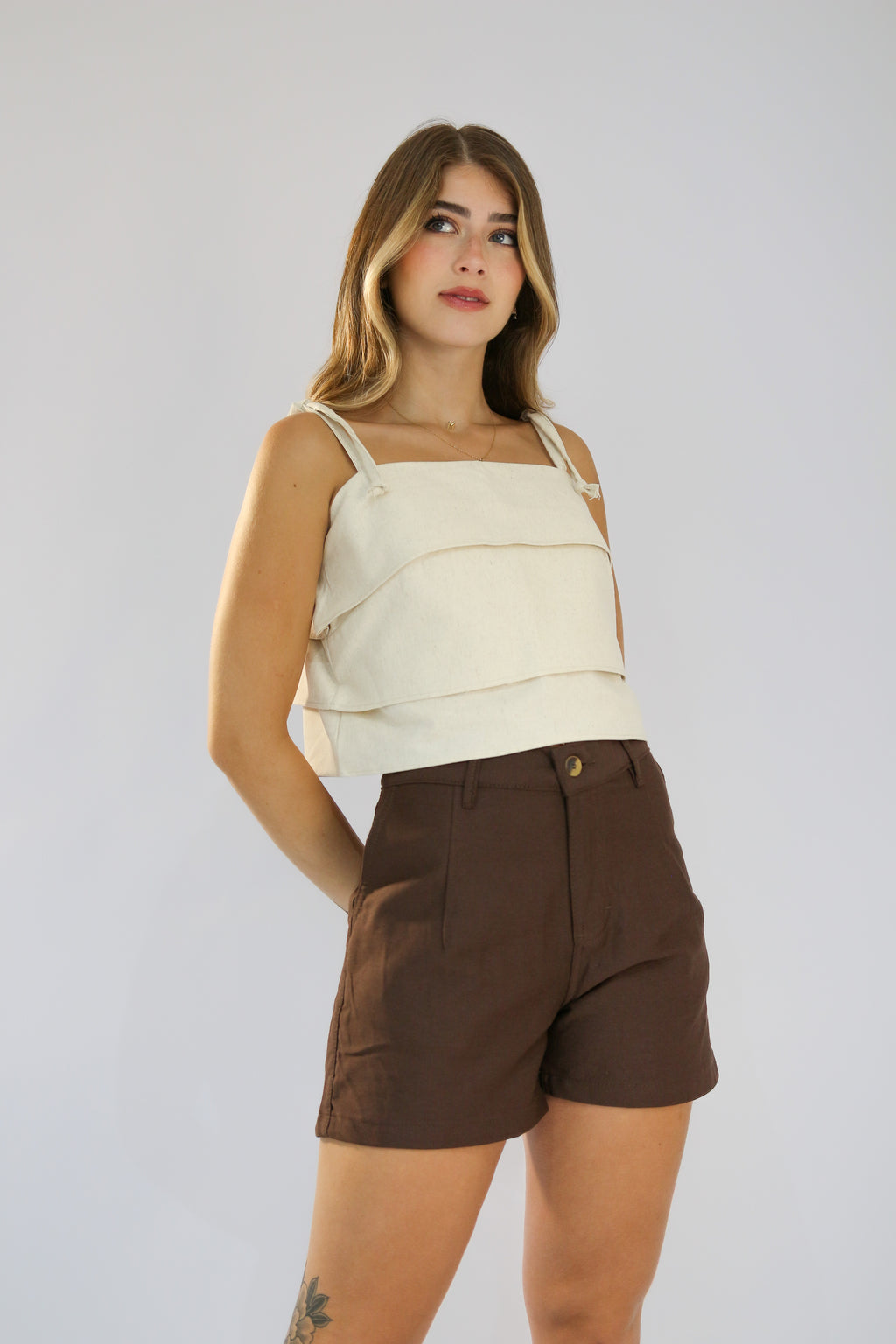 Short Alfaiataria Marrom